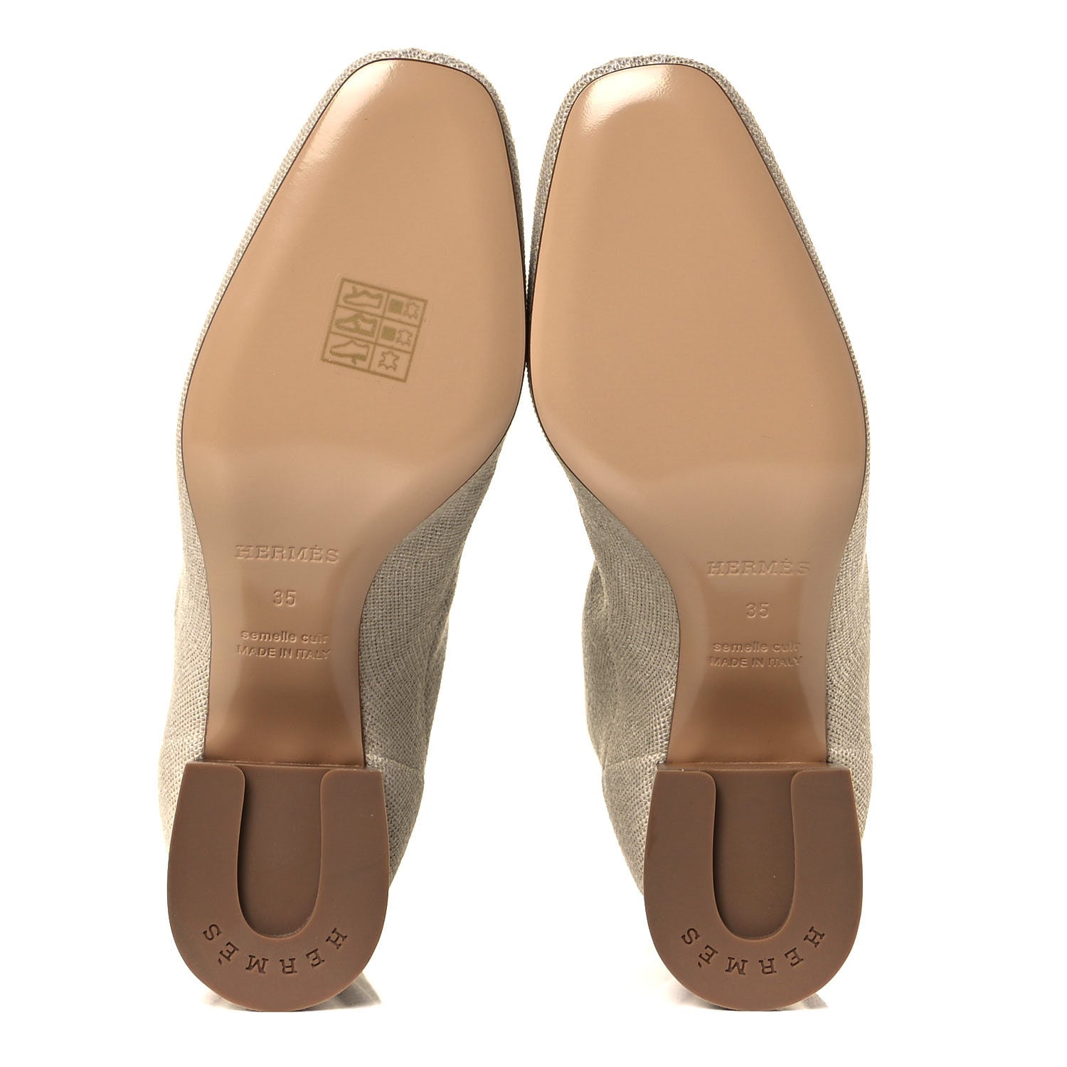 Hermes Knit Calfskin Volver 60 Ankle Boots 35 Nocciola 6 of 12