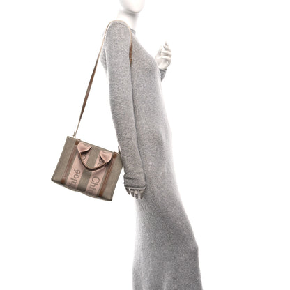 Chloe Cotton Calfskin Small Woody Ribbon Tote With Strap Blushy Beige 3 of 21