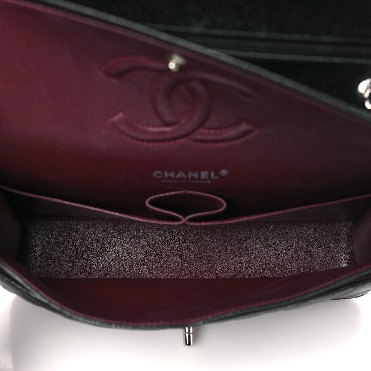 Caviar Quilted Medium Double Flap Black