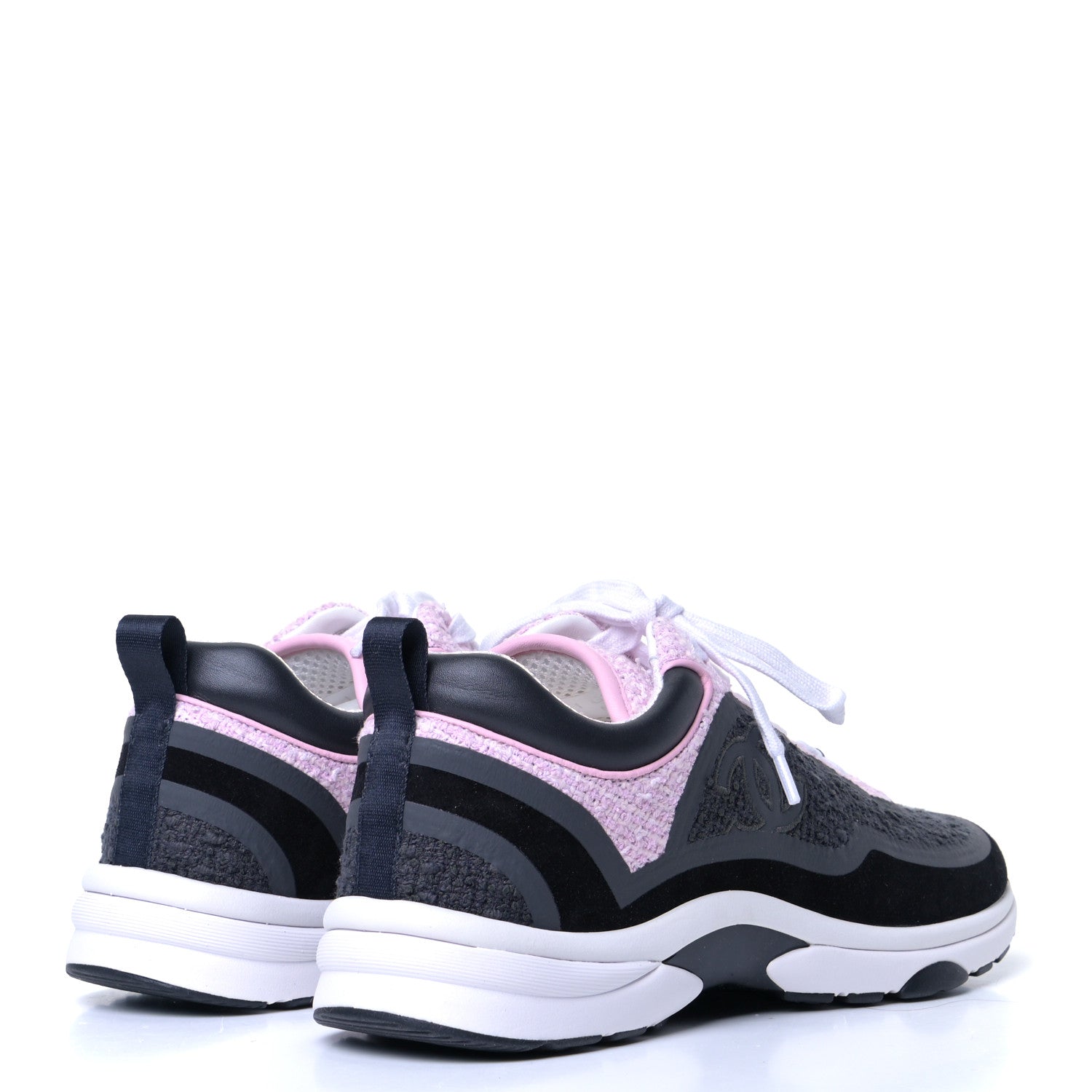 Chanel Tweed Suede Calfskin CC Sneakers 40 Gray Pink 5 of 17