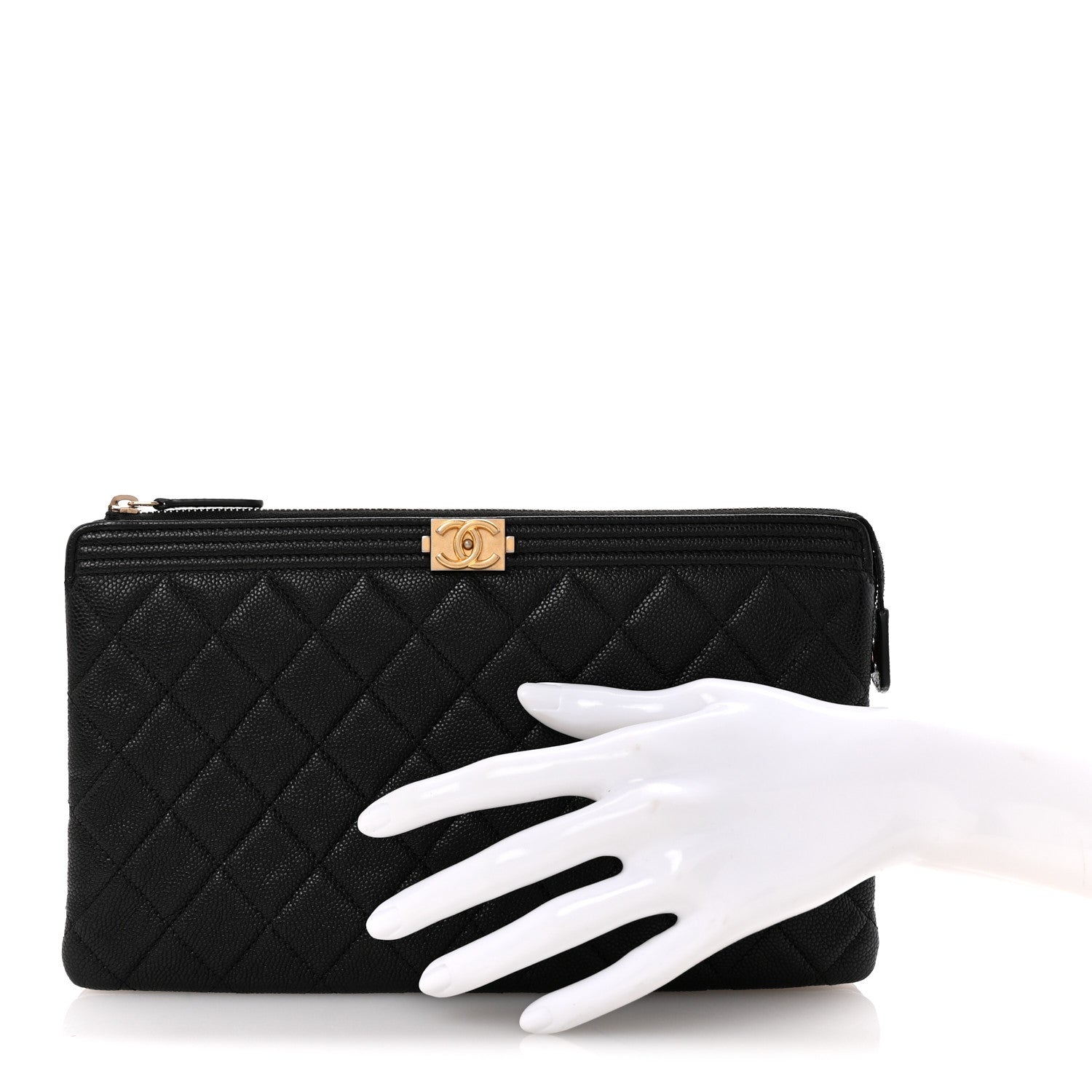 Chanel Caviar Quilted Small Zipped Boy Pouch Black 4 of 22