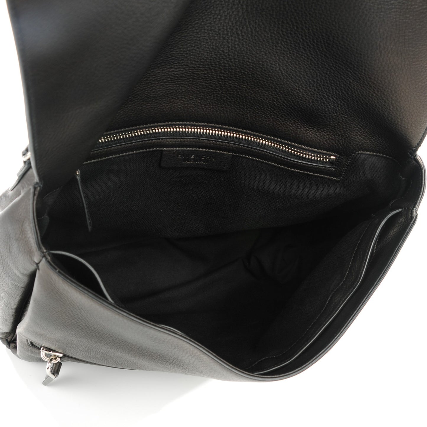 Waxy Grained Calfskin Medium Pandora Pure Flap Bag Black