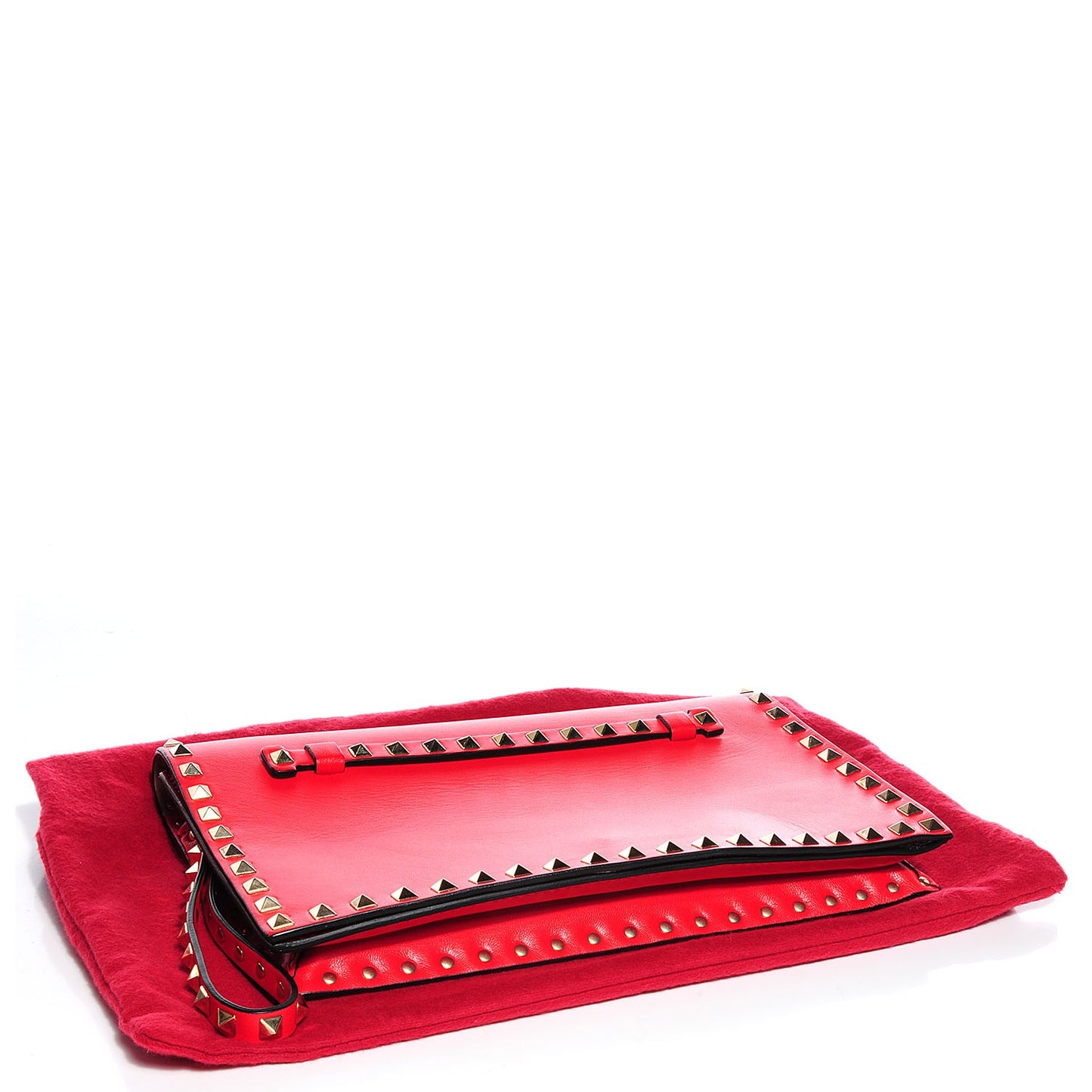 Nappa Leather Rockstud Clutch Deep Orange