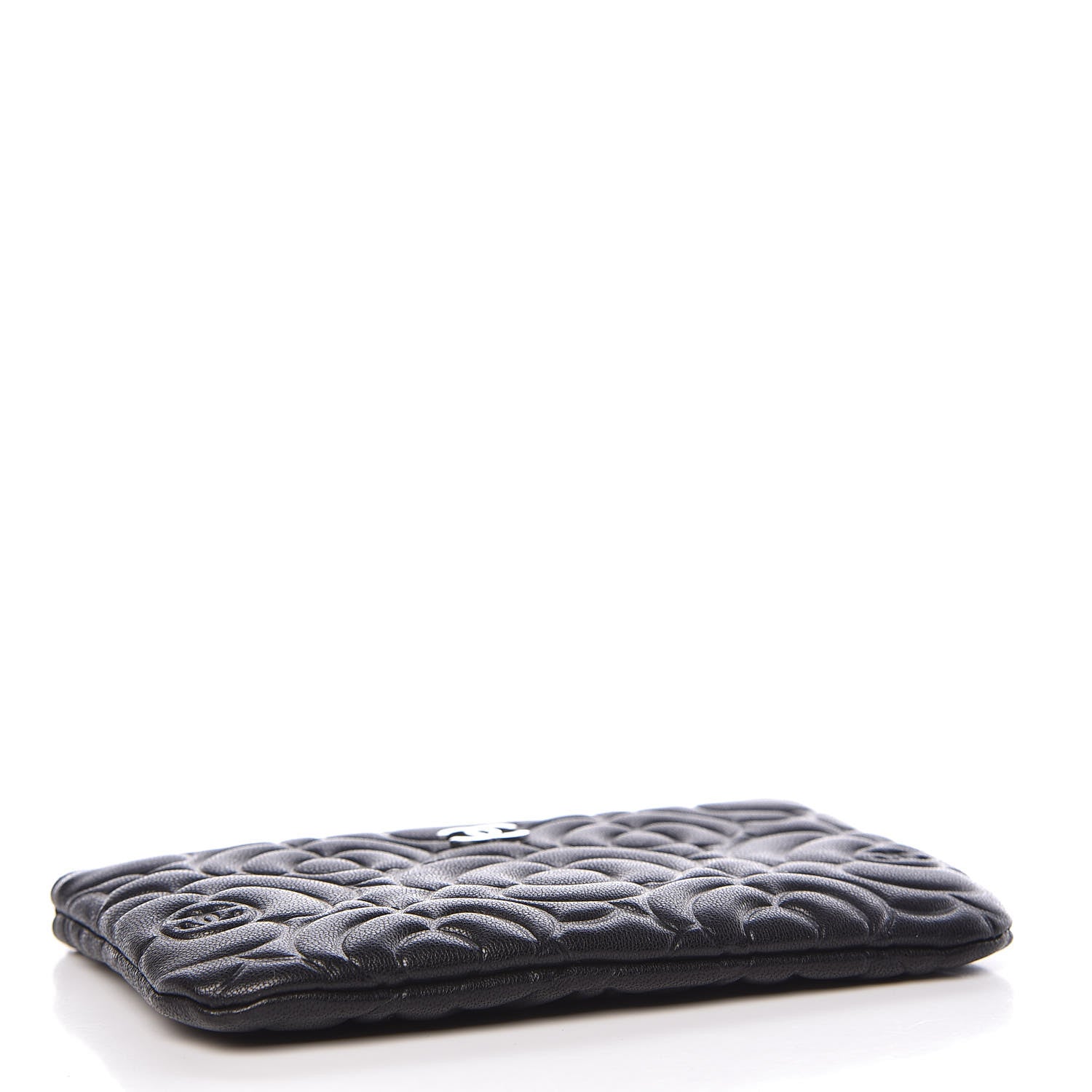 Chanel Goatskin Camellia Embossed Cosmetic Pouch Black 4 of 7