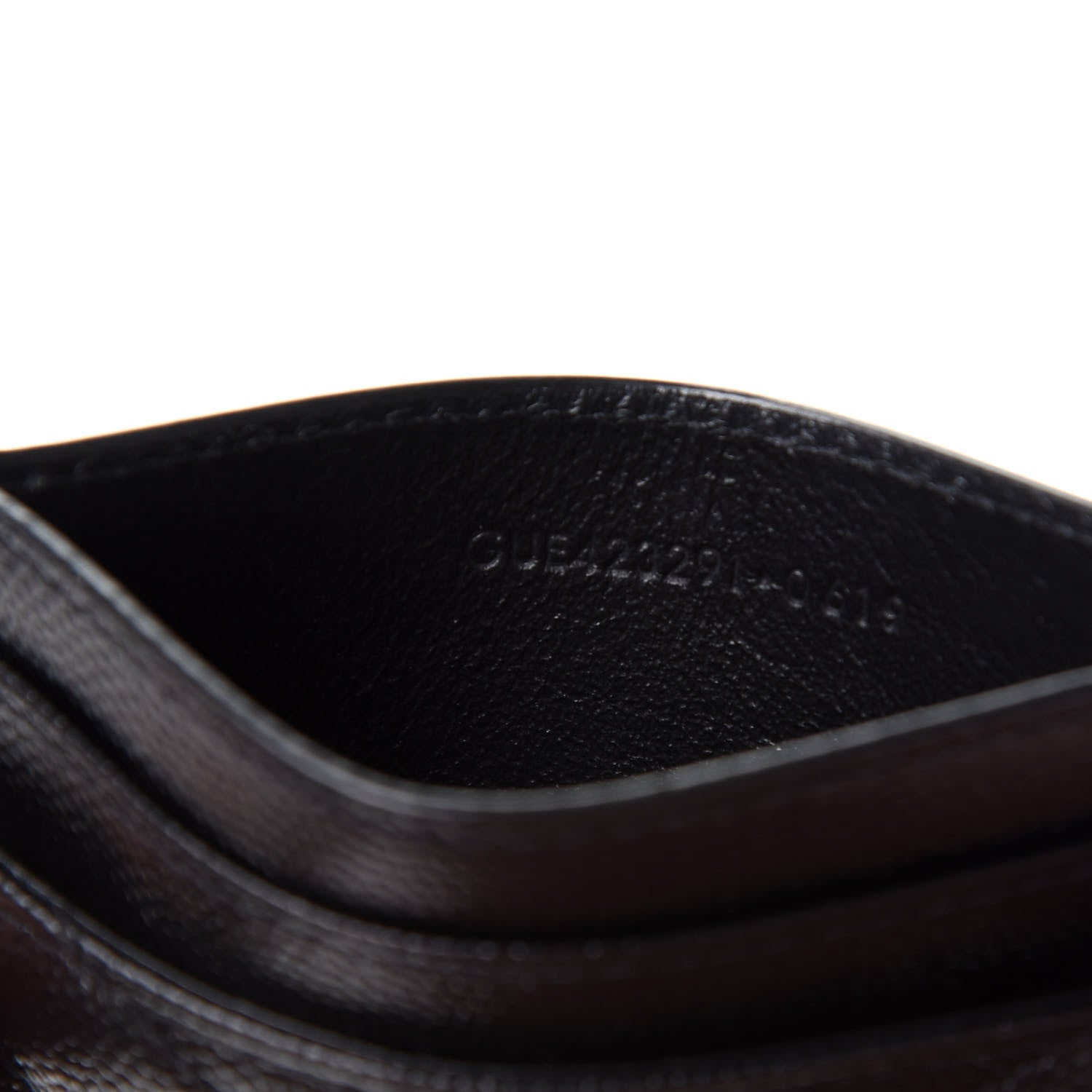 Saint Laurent Grain De Poudre Matelasse Chevron Monogram Credit Card Case Black 7 of 7