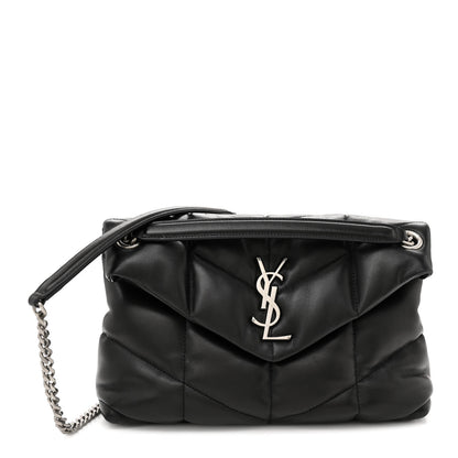 Saint Laurent Lambskin Quilted Toy Loulou Puffer Monogram Chain Satchel Black 1 of 11