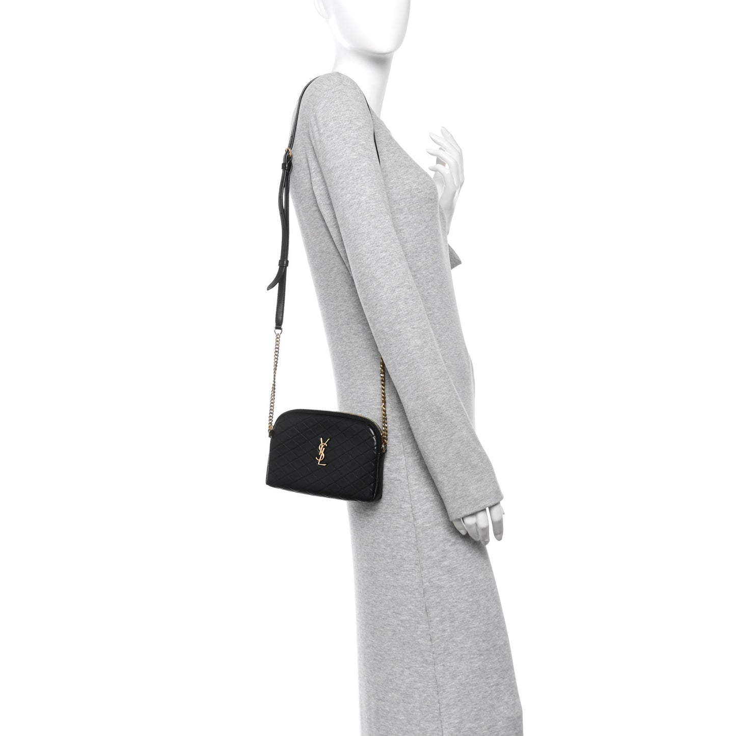 Lambskin Quilted Gaby Zipped Pouch Black