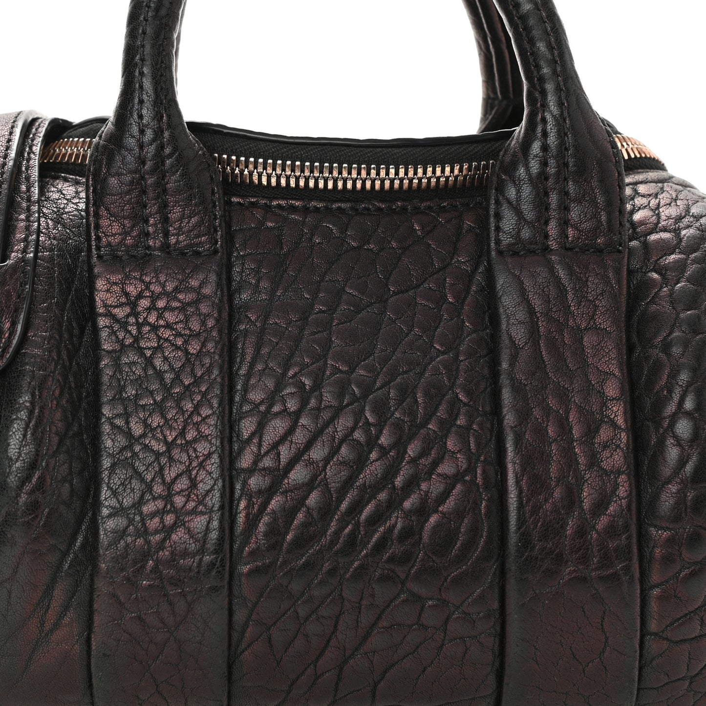 Pebbled Lambskin Mini Rockie Black Rose Gold Hardware
