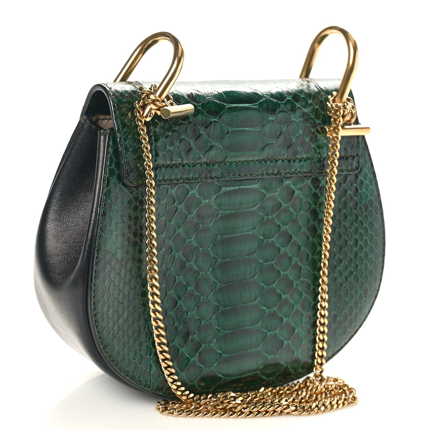 Chloe Snakeskin Mini Drew Shoulder Bag Green 3 of 9