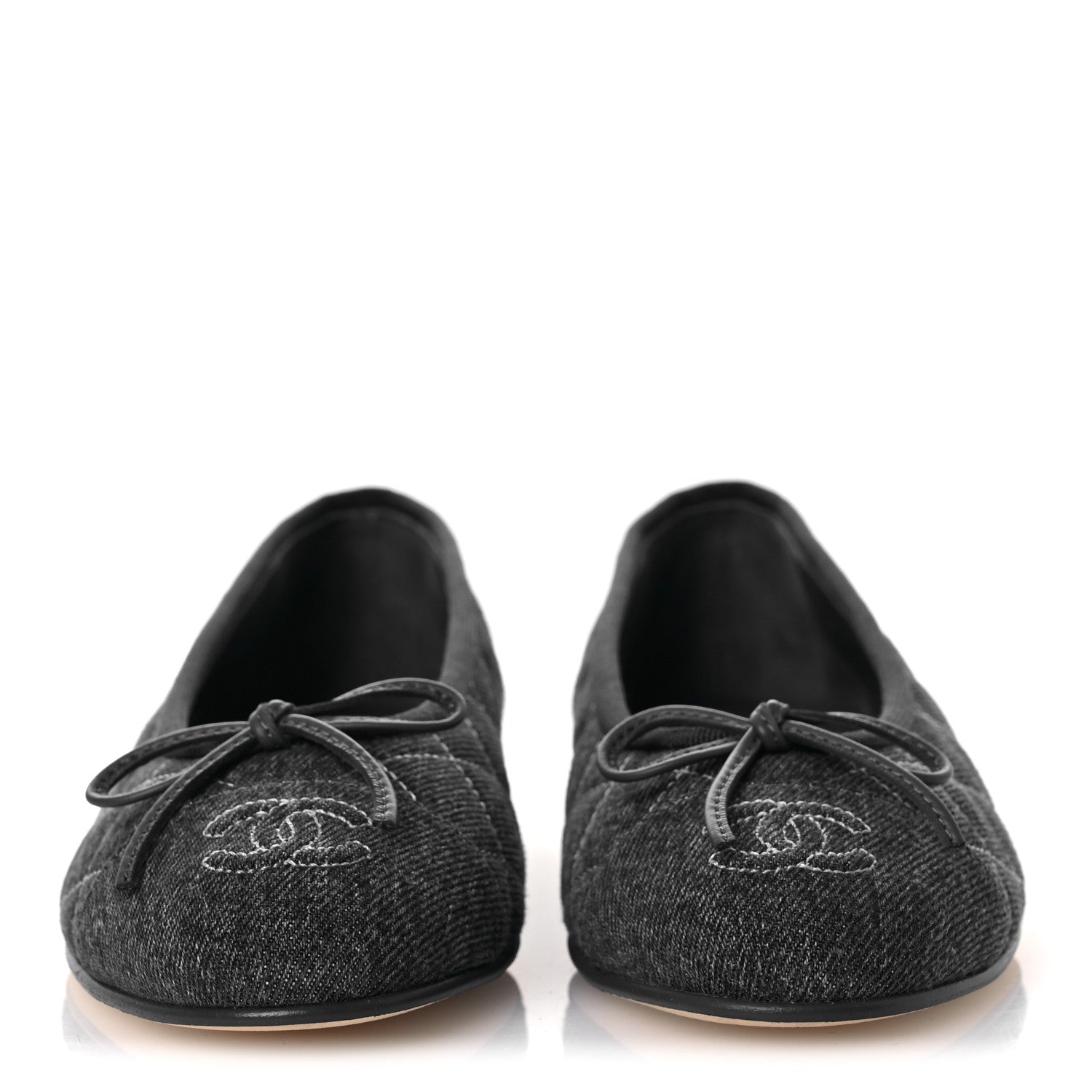 Chanel Washed Denim Quilted Cap Toe CC Ballerina Flats 36 Blue 3 of 11