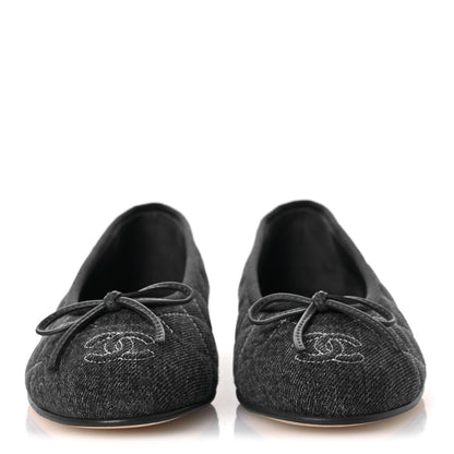 Chanel Washed Denim Quilted Cap Toe CC Ballerina Flats 36 Blue 3 of 11