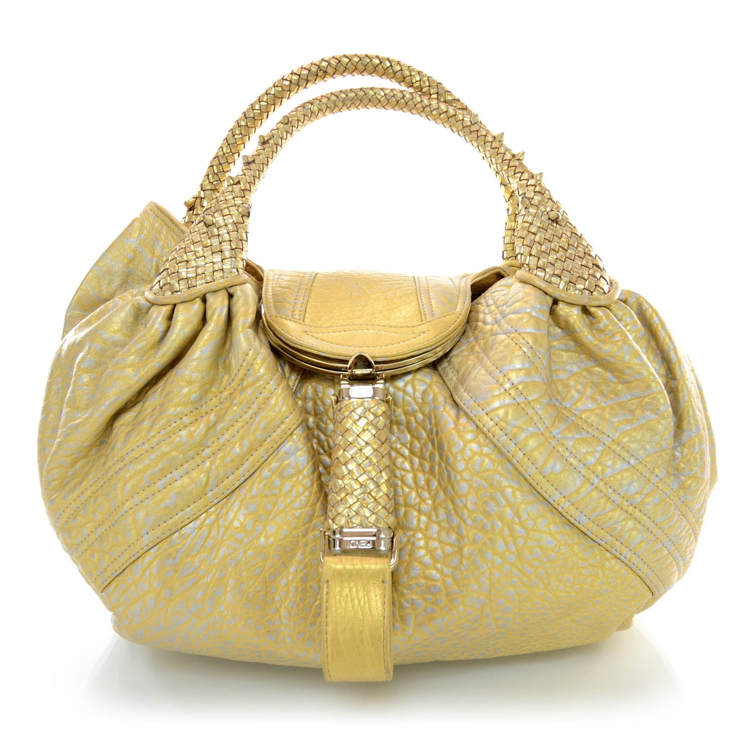 Fendi Nappa Nuvolata Bimetal Spy Oro Argento 1 of 8