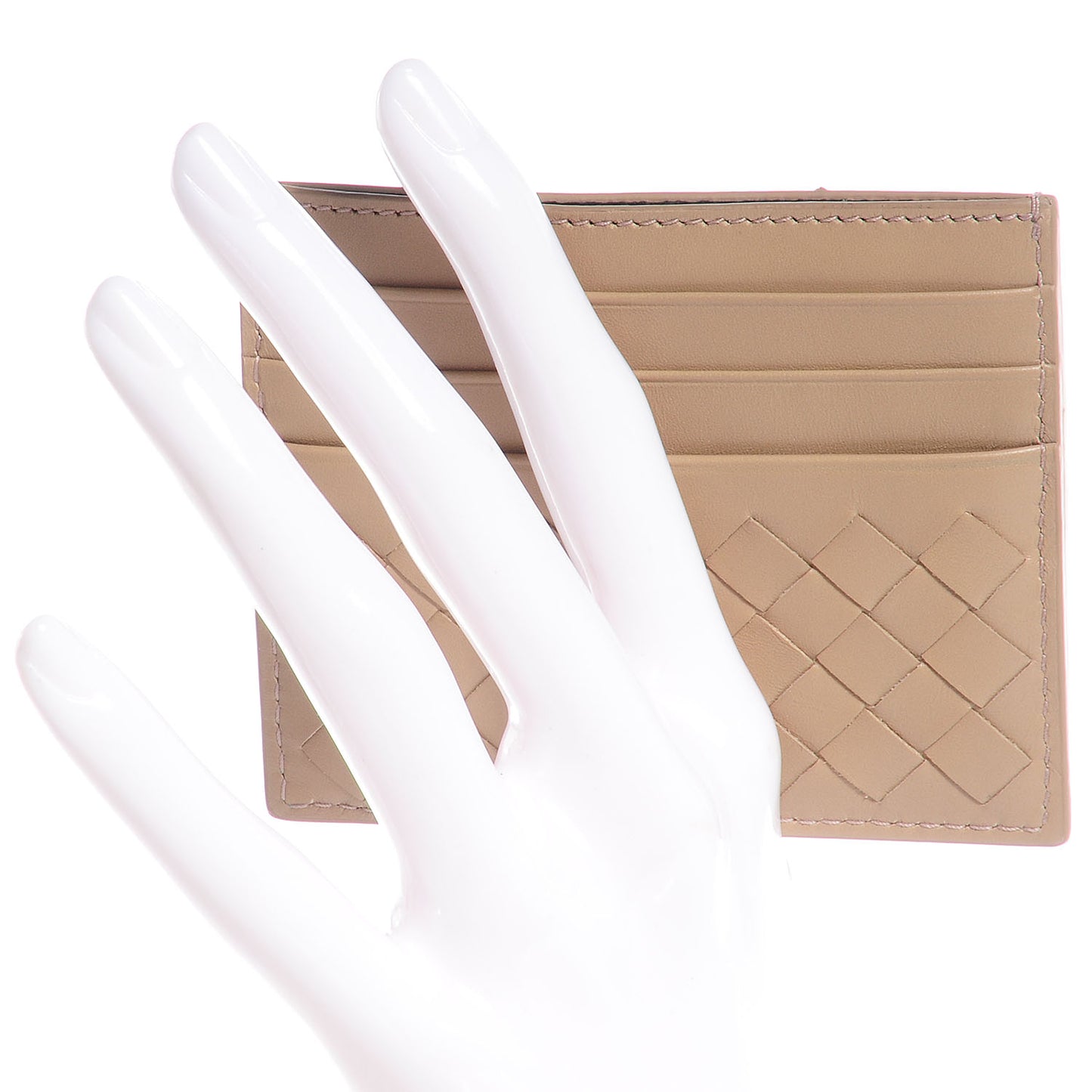 Nappa Intrecciato VN Card Case Beige Walnut