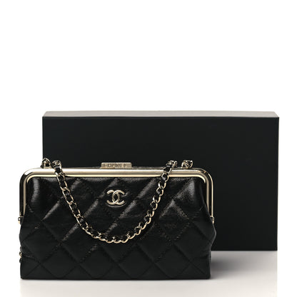 Chanel Lambskin Quilted Frame Clutch With Chain Black 10 of 10