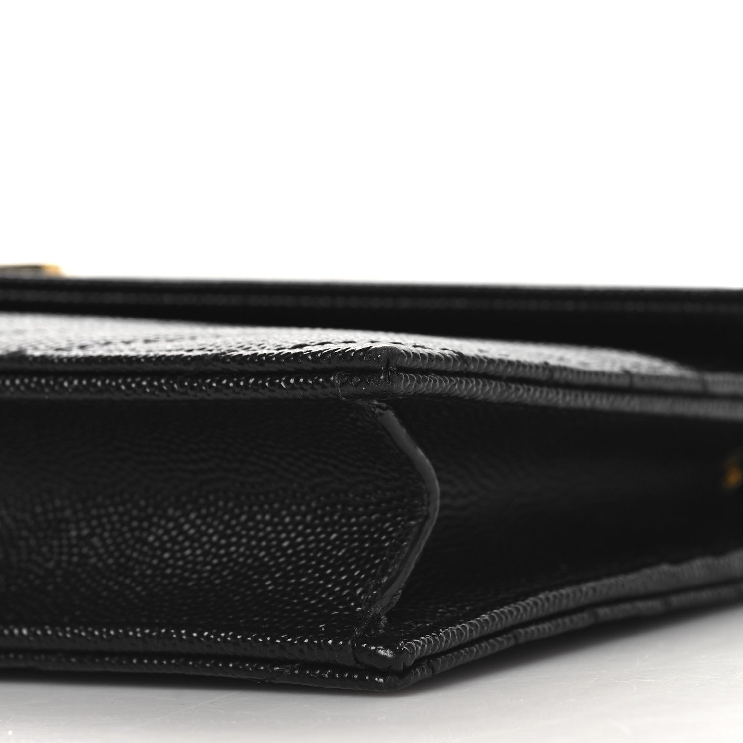 Saint Laurent Grain De Poudre Matelasse Chevron Monogram Envelope Chain Wallet Black 9 of 10
