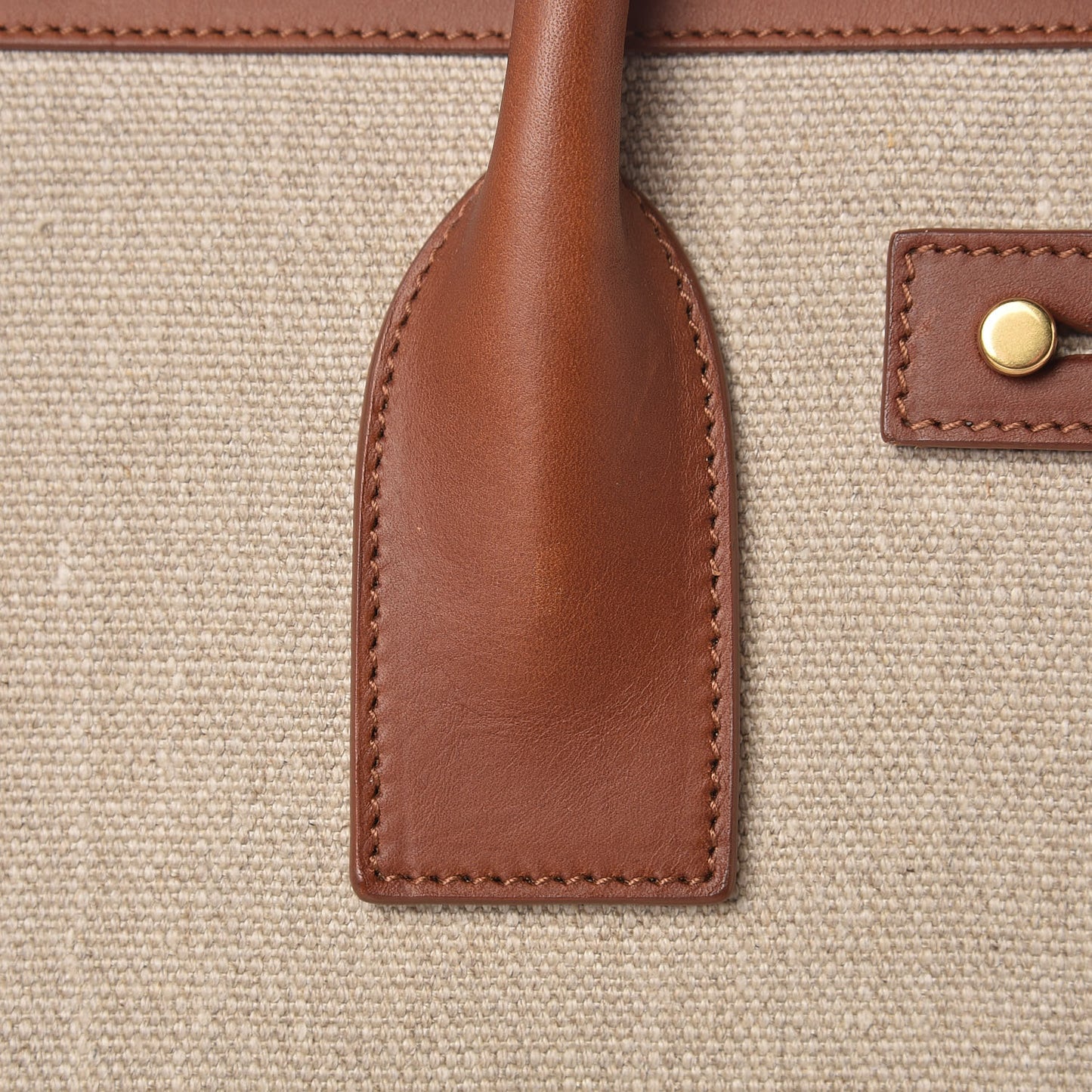 Linen Calfskin Small Souple Sac De Jour Cognac