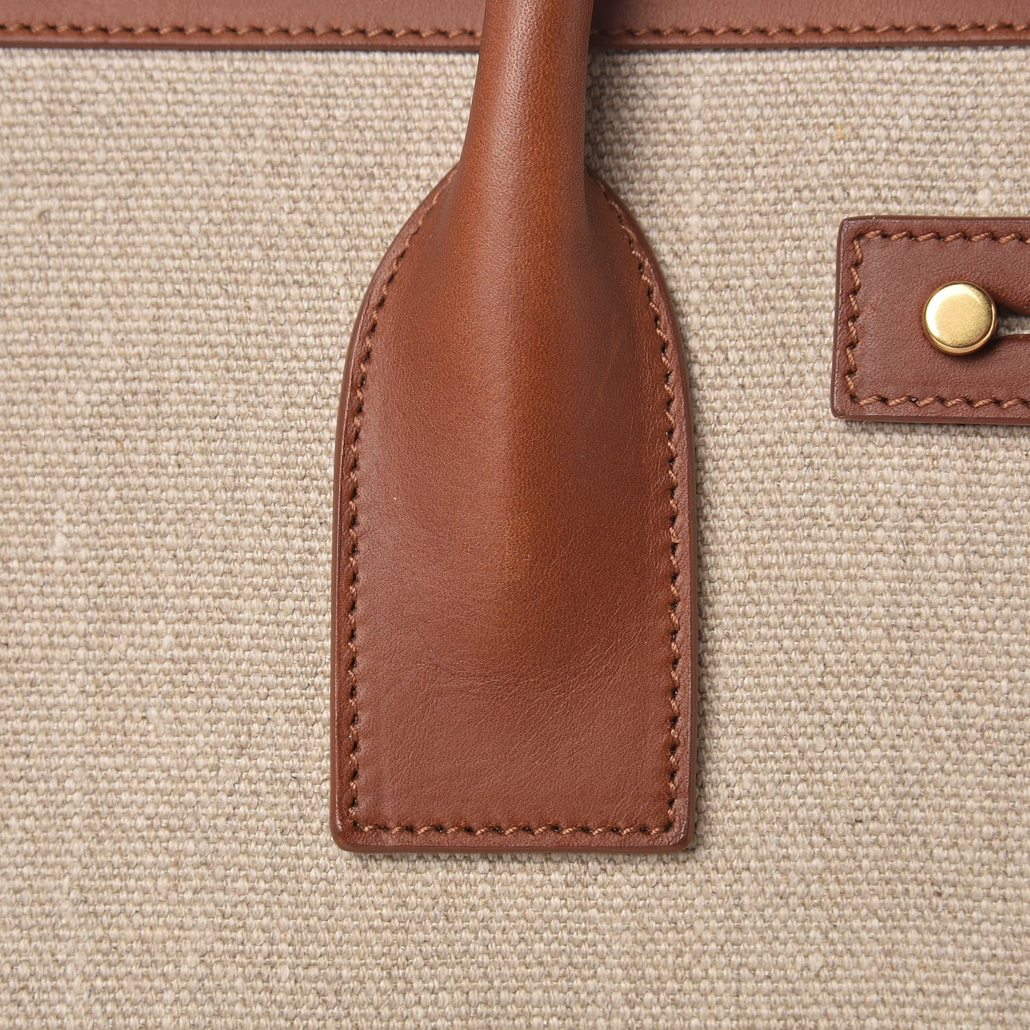 Saint Laurent Linen Calfskin Small Souple Sac De Jour Cognac 11 of 13
