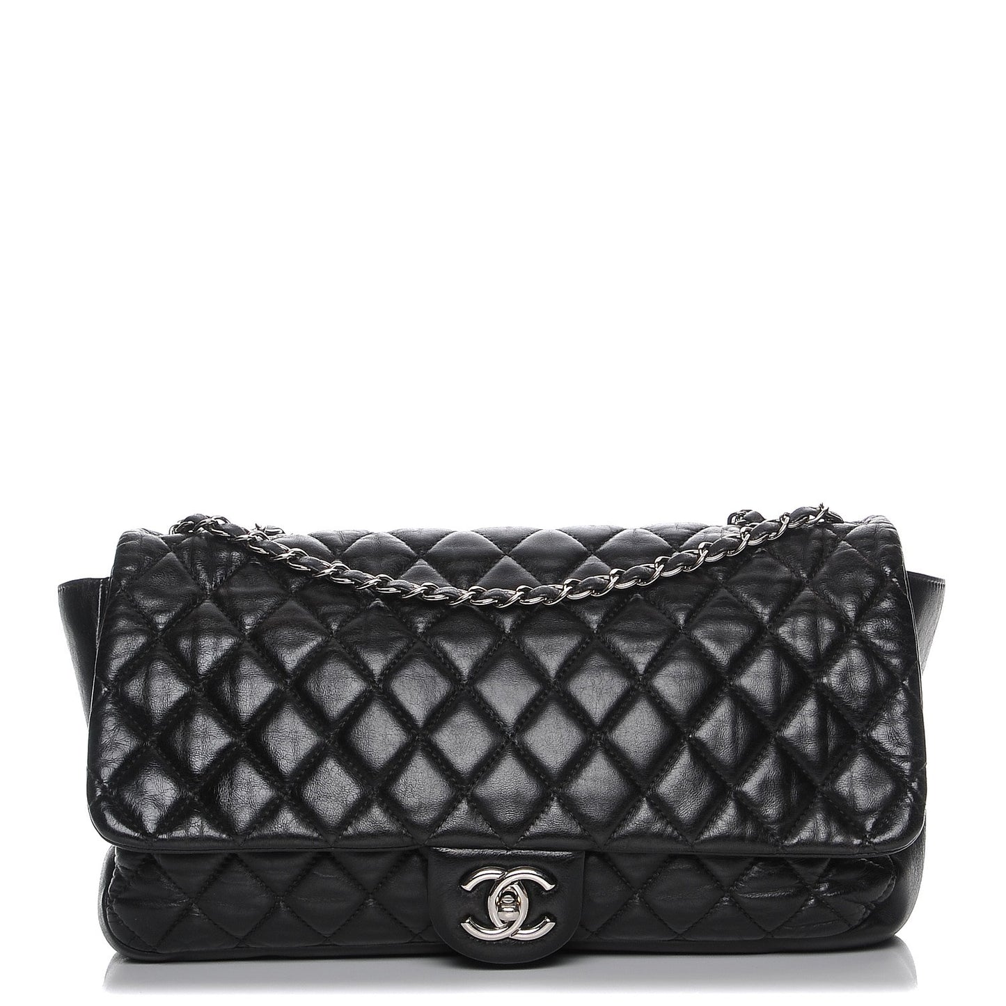 Lambskin Jumbo Coco Rain Flap Black