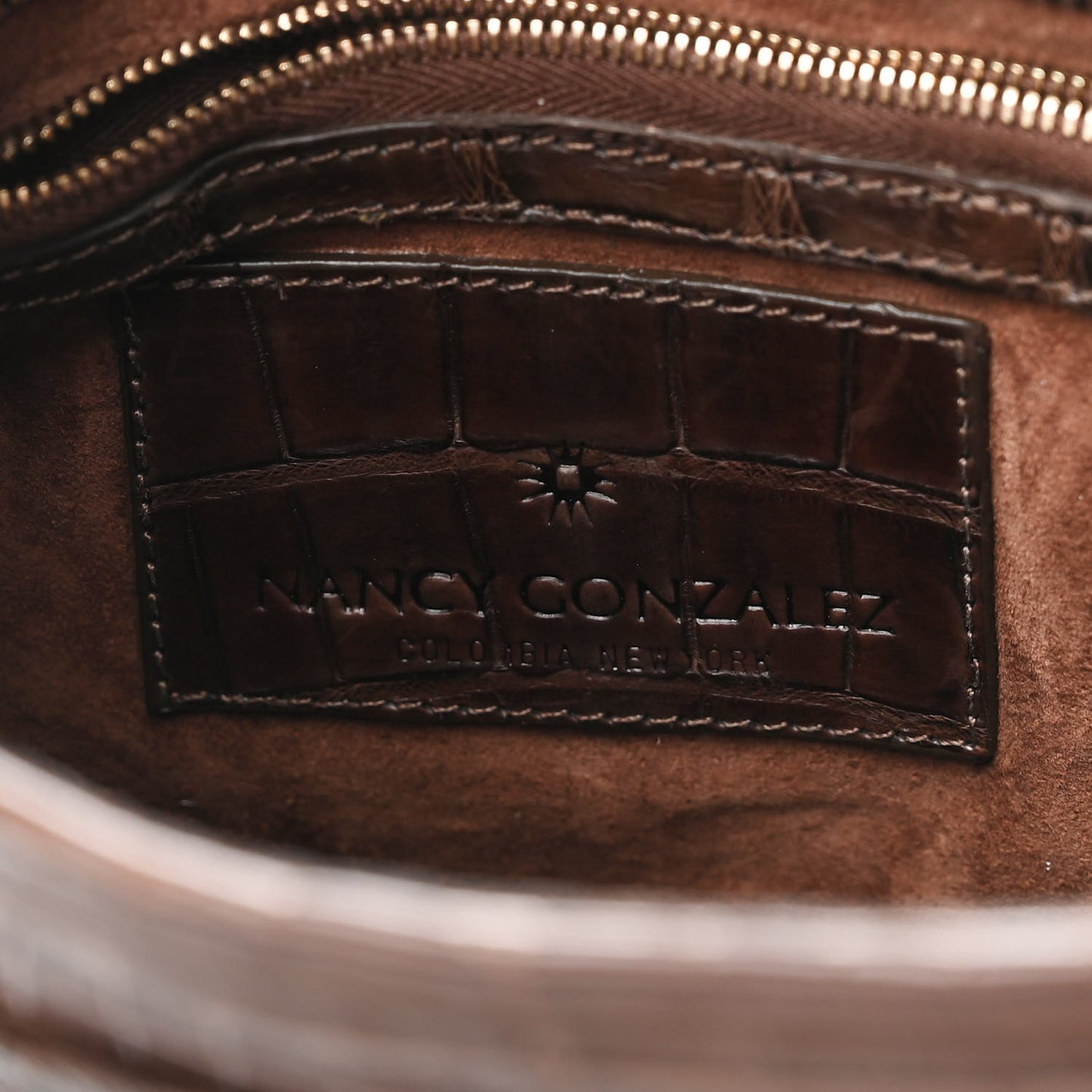 Crocodile Fringe Crossbody Clutch Brown