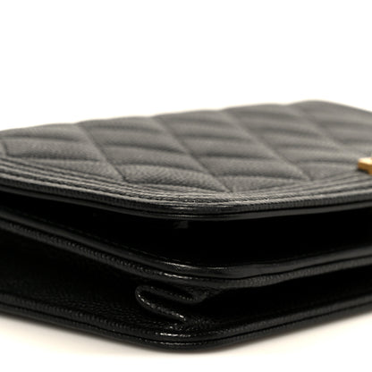 Chanel Caviar Quilted Boy Wallet On Chain WOC Black 10 of 12