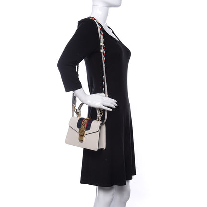 Gucci Calfskin Mini Sylvie Top Handle Bag White 2 of 10