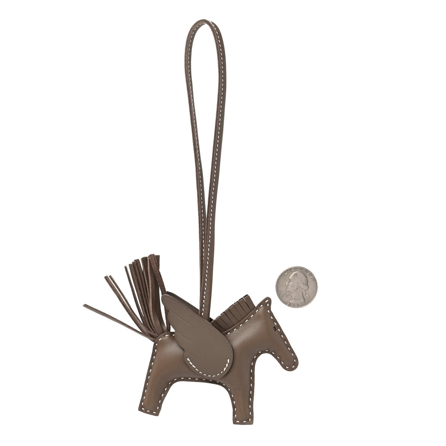 Milo Lambskin Grigri Rodeo Pegase Horse Bag Charm PM Etoupe