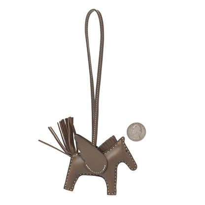 Hermes Milo Lambskin Grigri Rodeo Pegase Horse Bag Charm PM Etoupe 2 of 5