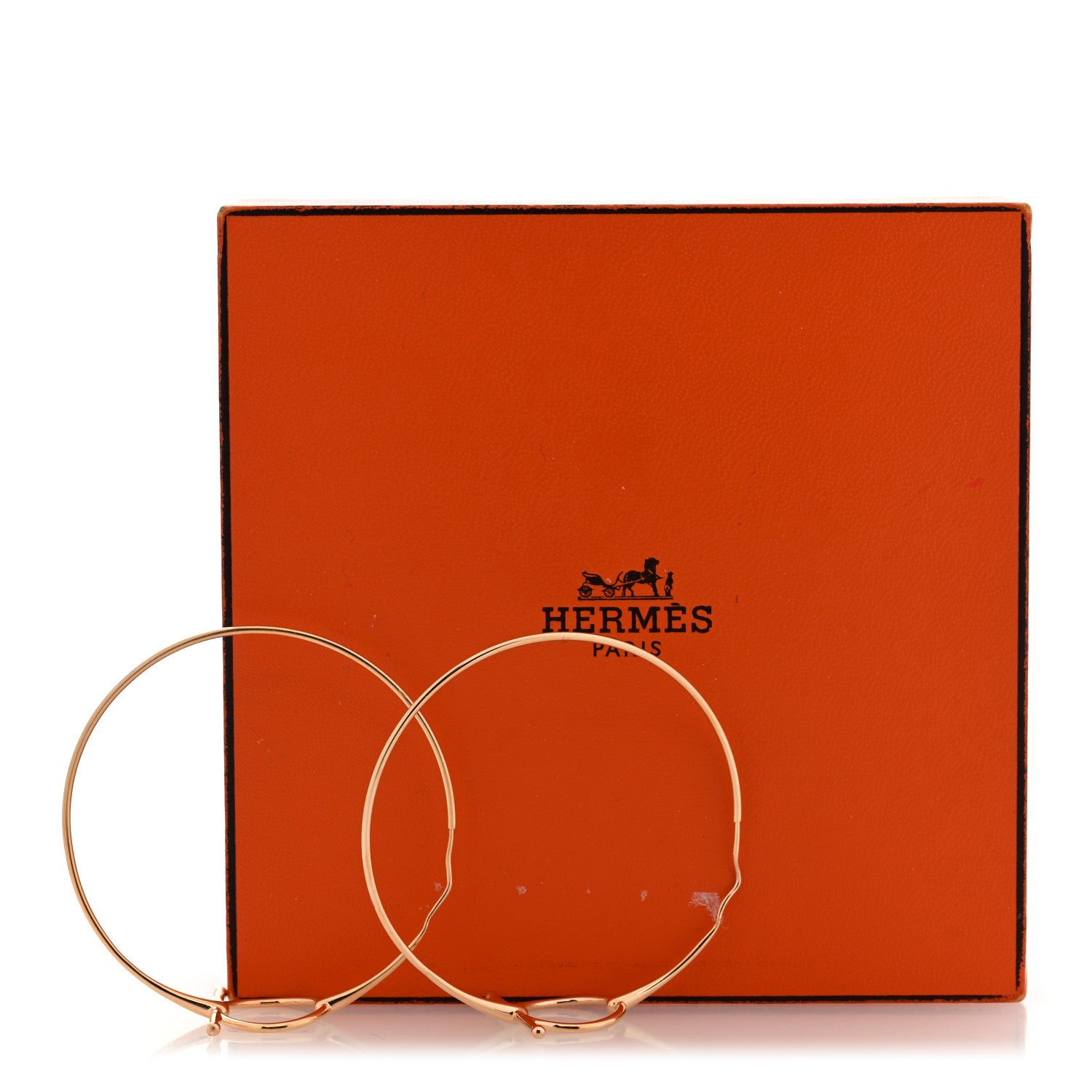 Hermes 18K Rose Gold Filet D'Or Hoop Earrings 5 of 5