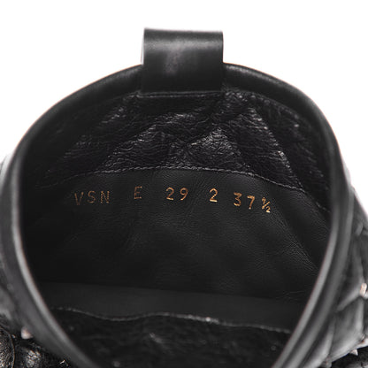 Valentino Garavani Calfskin Crackled Lambskin Rockstud Spike 20mm Biker Boots 37.5 Black 7 of 11