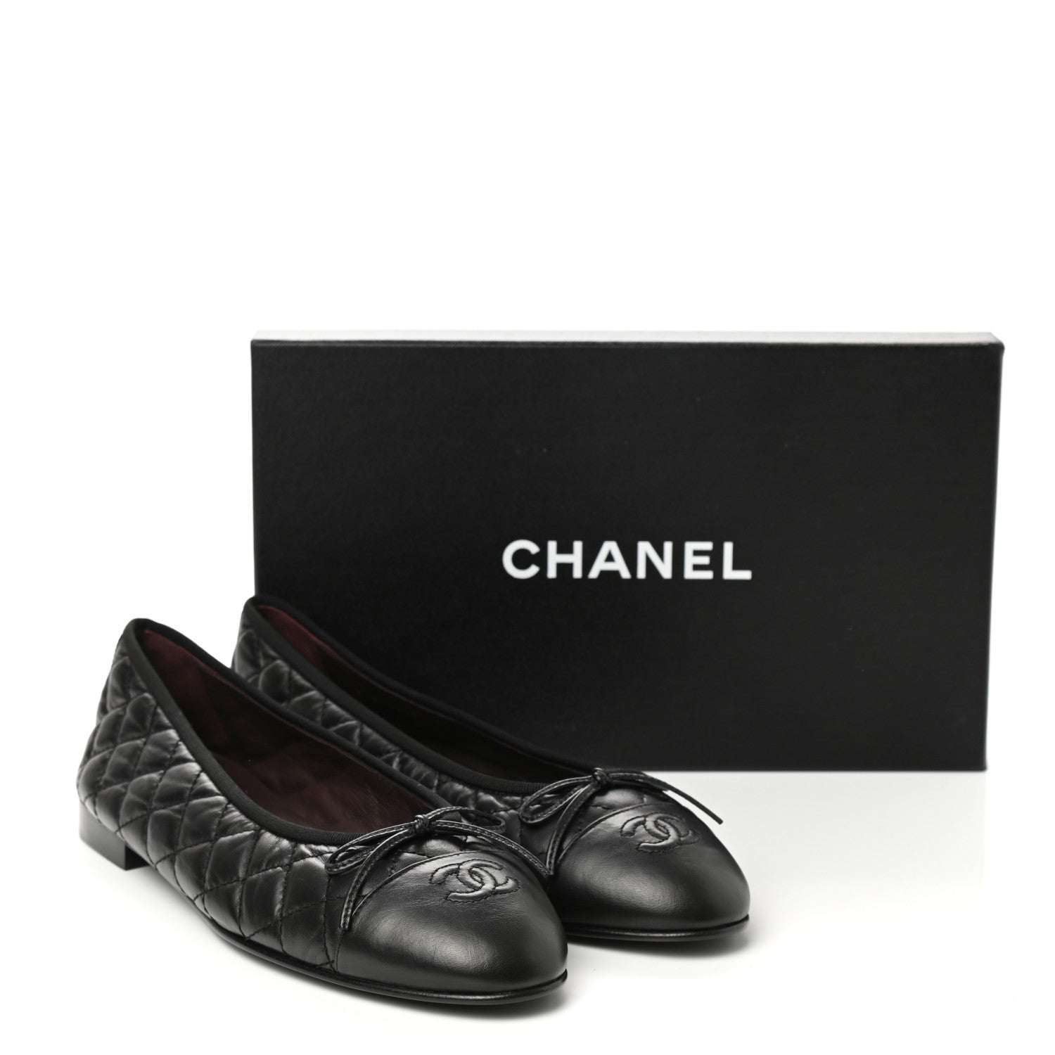 Chanel Aged Calfskin Quilted Cap Toe Ballerina Flats 41 Black 9 of 9