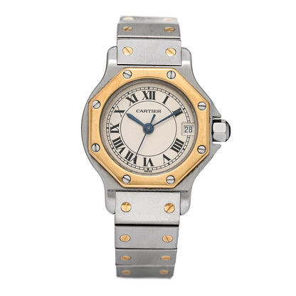 Cartier Stainless Steel 18K Yellow Gold 25mm Santos Octagon Quartz Watch 1 of 4