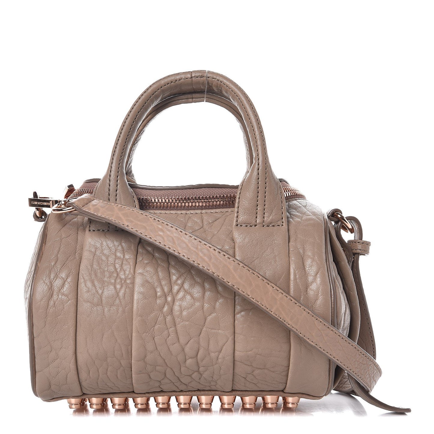 Pebbled Lambskin Mini Rockie Latte Rose Gold Hardware