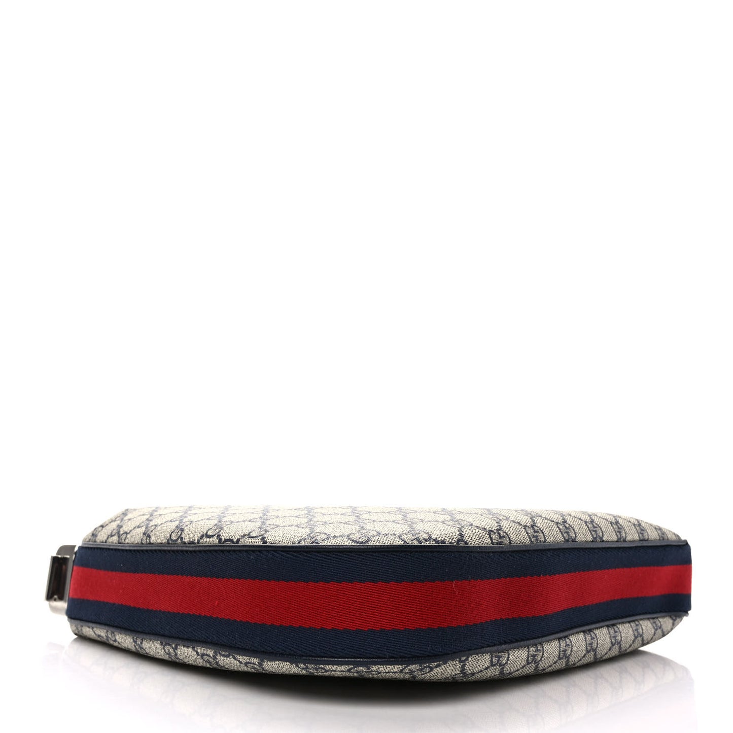 GG Supreme Monogram Textured Calfskin Web Large Attache Shoulder Bag Beige Blue