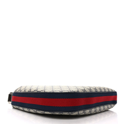 Gucci GG Supreme Monogram Textured Calfskin Web Large Attache Shoulder Bag Beige Blue 4 of 8