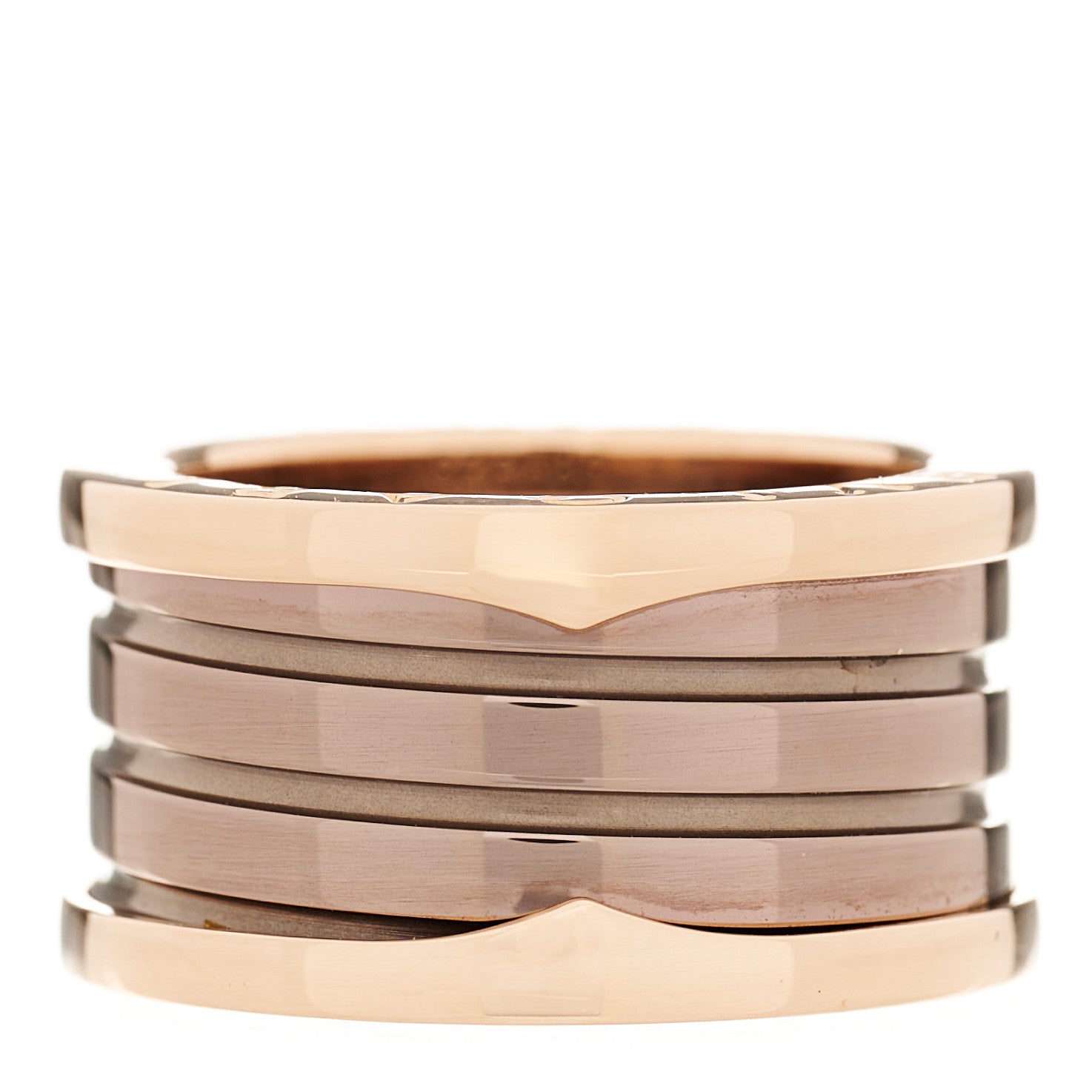 Bulgari 18K Rose Gold Bronze Cermet B.Zero1 Roma Four-Band Ring 55 7.25 1 of 3