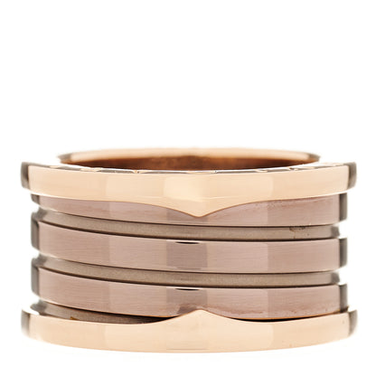 Bulgari 18K Rose Gold Bronze Cermet B.Zero1 Roma Four-Band Ring 55 7.25 1 of 3
