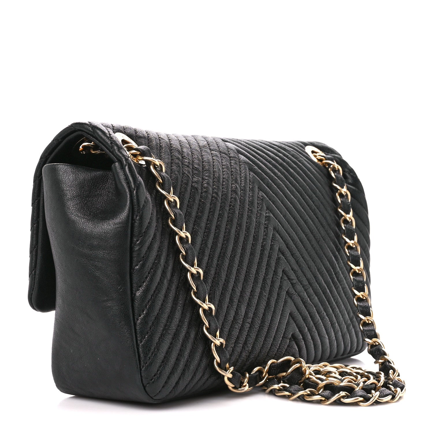 Chanel Calfskin Chevron Quilted Medium Surpique Flap Black 3 of 12