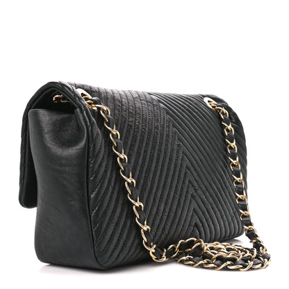 Chanel Calfskin Chevron Quilted Medium Surpique Flap Black 3 of 12