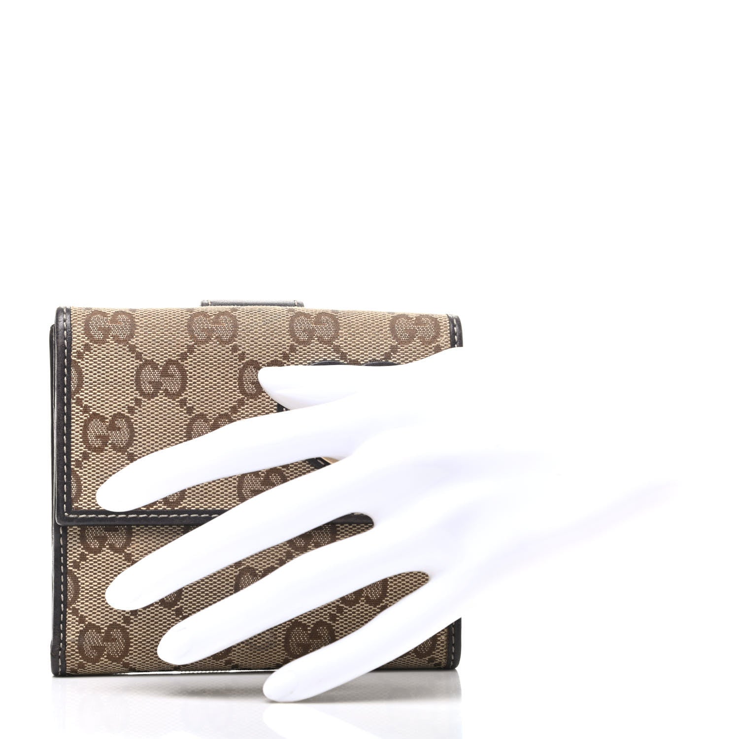 Gucci Monogram Lovely Heart French Flap Wallet Dark Brown 2 of 10