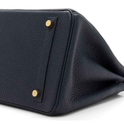 Hermes Togo Horseshoe Birkin 30 Bleu Nuit Black 8 of 9