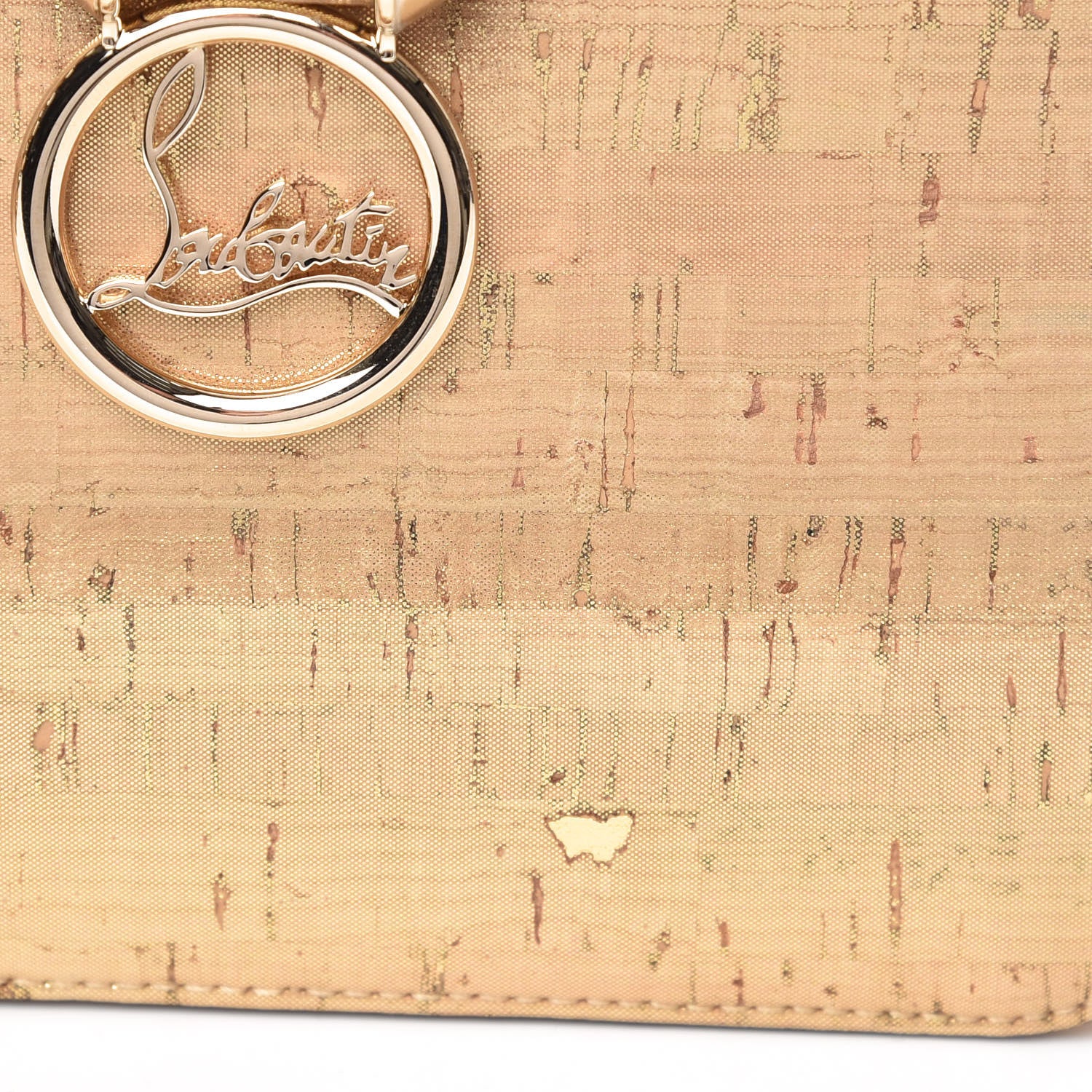 Christian Louboutin Metallic Liege Pepite Cork Mini Rubylou Crossbody Gold 10 of 11
