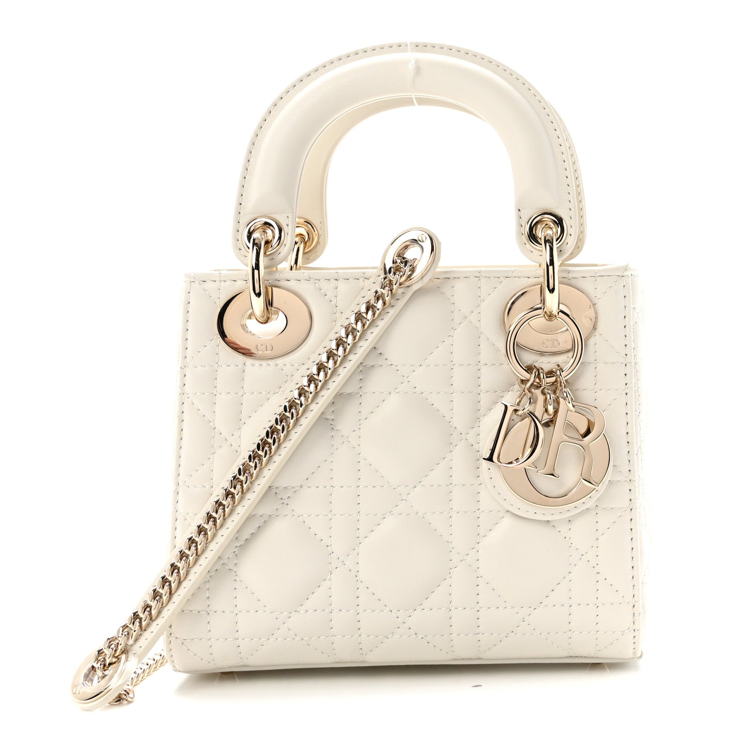 Christian Dior Lambskin Cannage Mini Lady Dior Latte 1 of 10