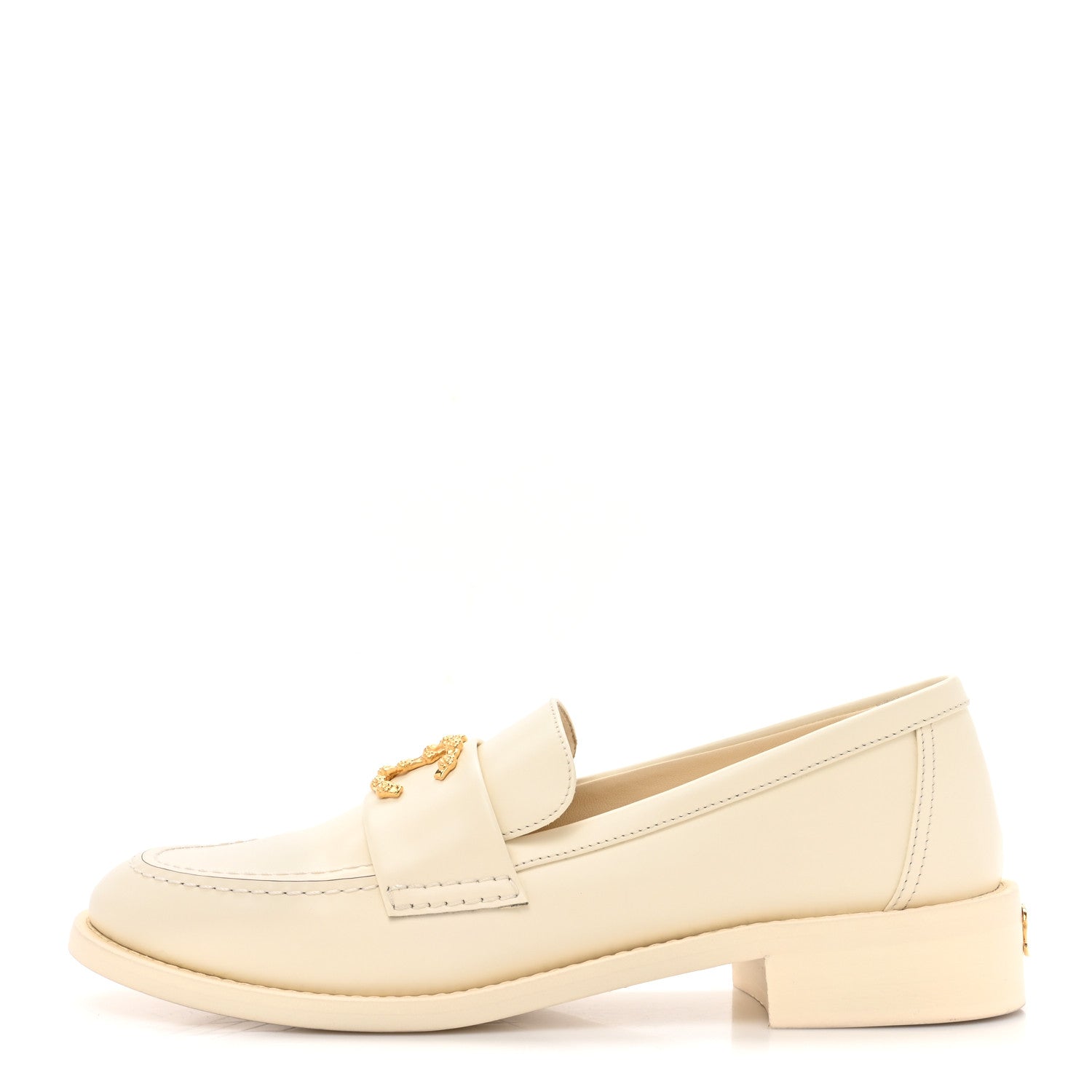 Chanel Calfskin Camellia CC Loafers 39.5 Ivory 1 of 11