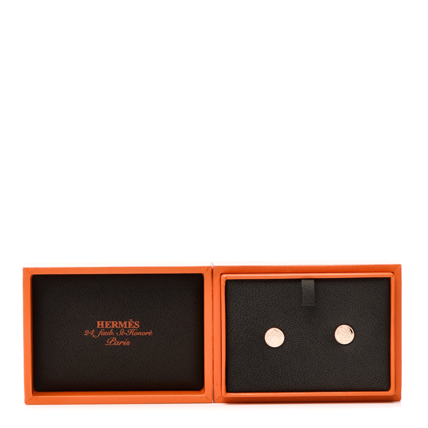 Hermes 18K Rose Gold TPM Ex-Libris Stud Earrings 5 of 5