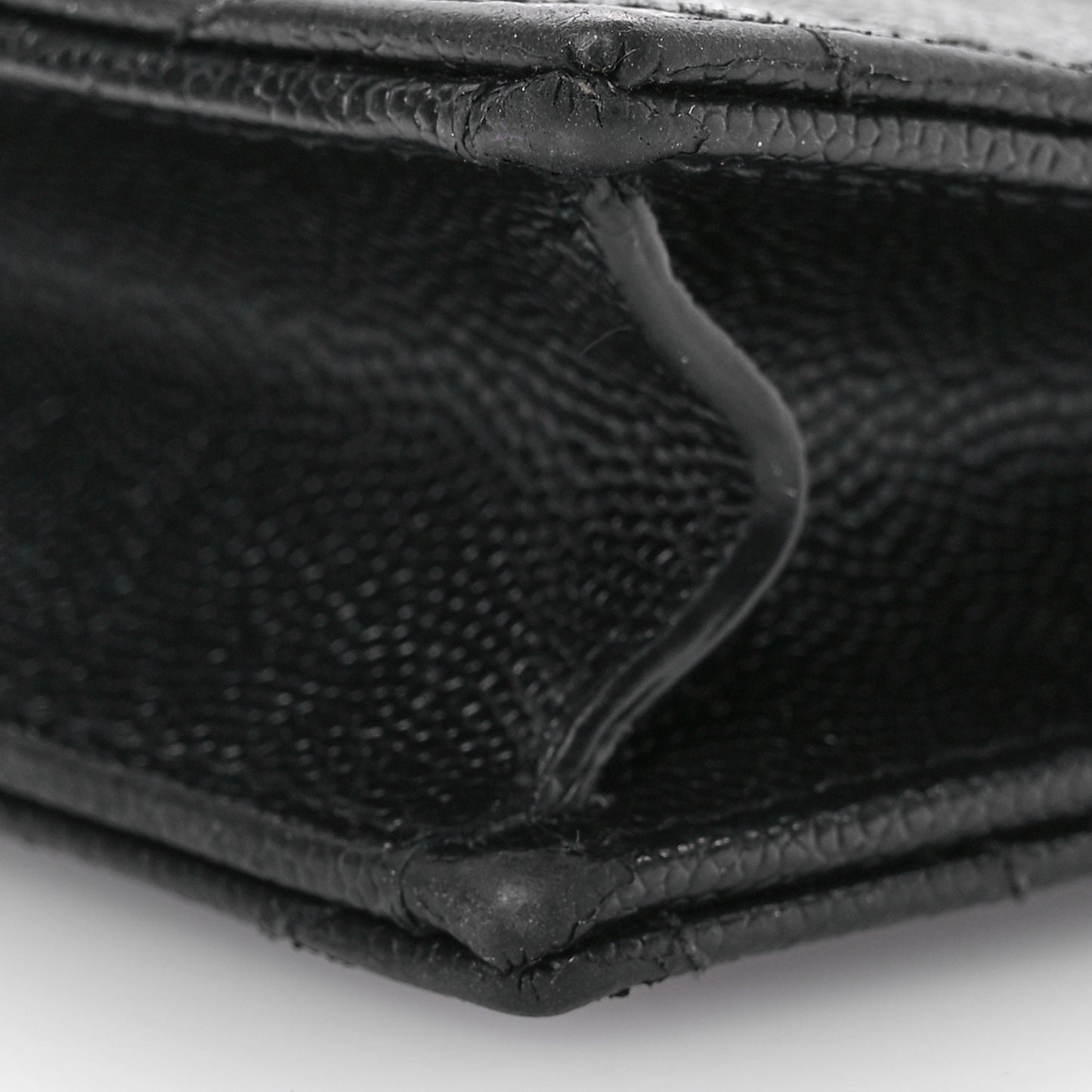 Grain De Poudre Matelasse Chevron Monogram Envelope Chain Wallet Black