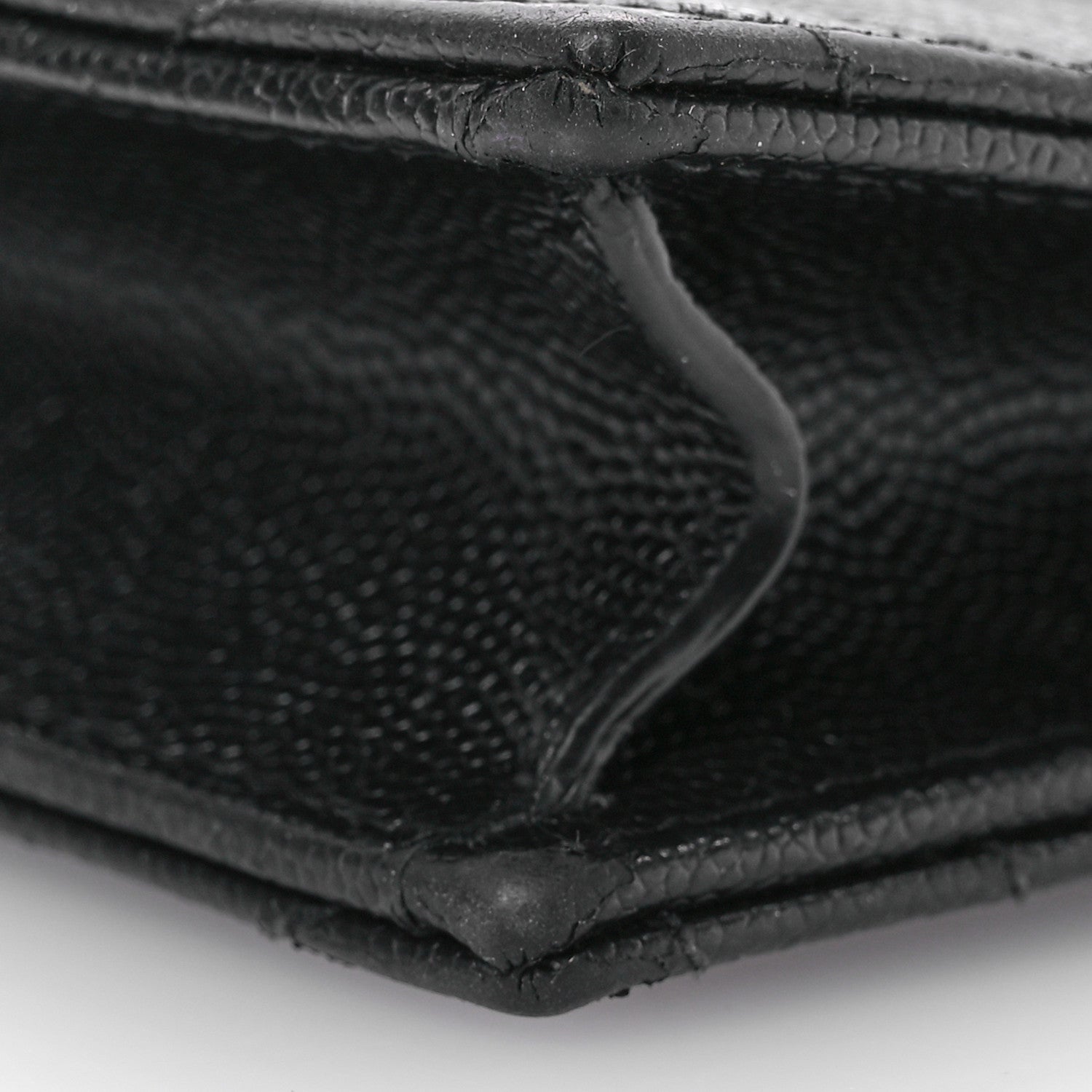 Saint Laurent Grain De Poudre Matelasse Chevron Monogram Envelope Chain Wallet Black 11 of 11