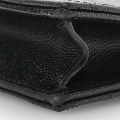 Saint Laurent Grain De Poudre Matelasse Chevron Monogram Envelope Chain Wallet Black 11 of 11