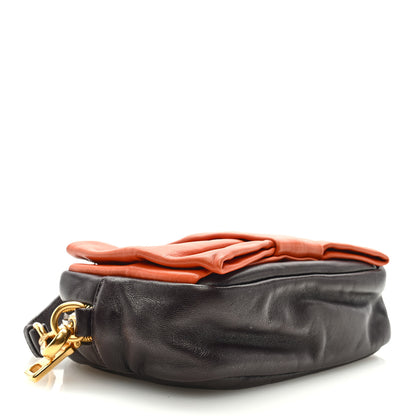 Prada Nappa Zippers Bow Clutch Brown Orange 4 of 8