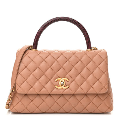 Chanel Caviar Lizard Embossed Quilted Small Coco Handle Flap Beige 1 of 12