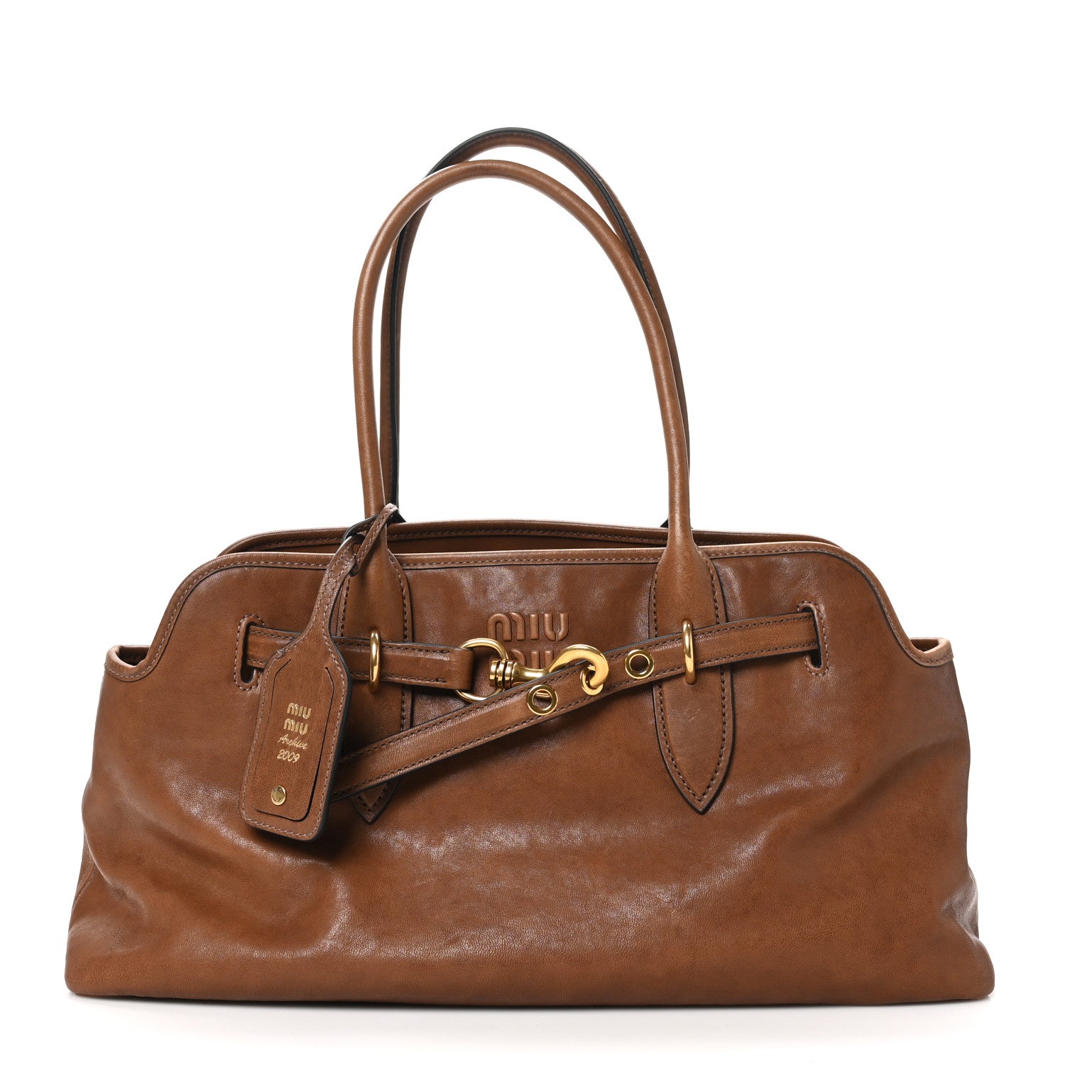 Miu Miu Nappa Large Aventure Bag Cognac Sabbia 1 of 10